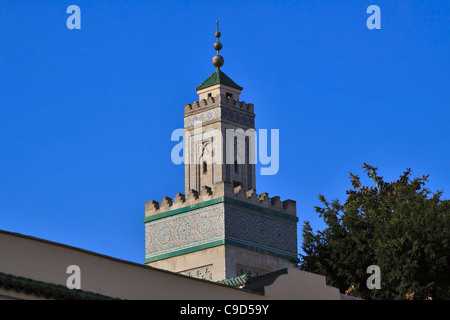 Paris Mosque. The Grande Mosque de Paris was built in 1922. The minaret is 33 meters high. Stock Photo