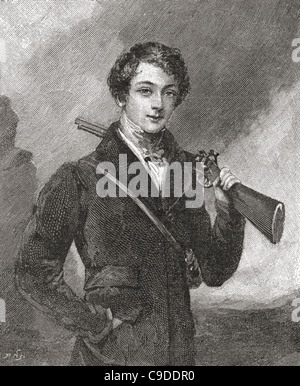 John James Robert Manners, 7th Duke of Rutland, aged 17, 1818 – 1906, known as Lord John Manners before 1888. English statesman. Stock Photo