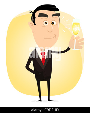 Illustration of an elegant man drinking champagne to celebrate some successful business, or a holiday event Stock Photo