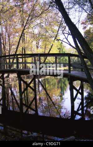 Footbridge at Silver Lake Park, Dover, Delaware, USA Stock Photo