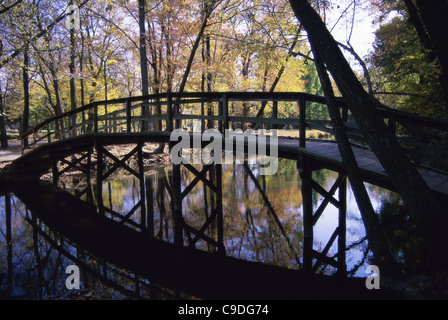 Footbridge at Silver Lake Park, Dover, Delaware, USA Stock Photo