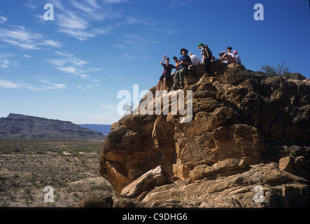Seventh grade Kealing Middle School Austin, TX survey The Chimneys area on the western side of Big Bend National Park west Texas Stock Photo