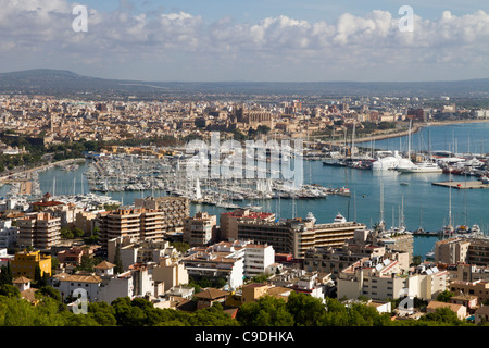 Hight view of the harbor of Palma de Mallorca Majorca Balearic Islands Spain Europe Stock Photo