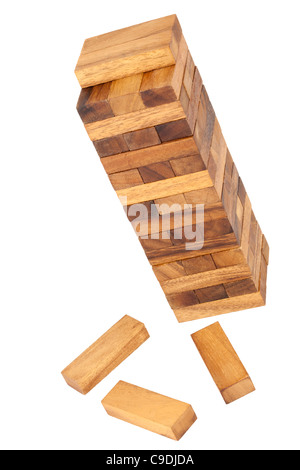 Jenga wooden block game Stock Photo