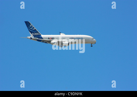 Show flight of Airbus 380 at Paris Airshow Stock Photo