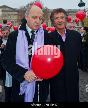 Paris, France, Jack Lang, ex-Culture Minister (Under Mitter-rand) and Laurent Fabius of the Socialist Party, France Minister Stock Photo