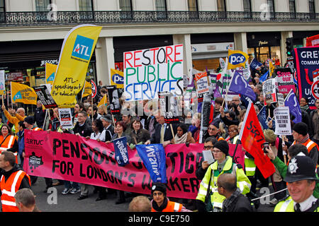 TUC Day of Action, demonstration, march and rally by the public sector trade unions against pensions cuts in London Stock Photo