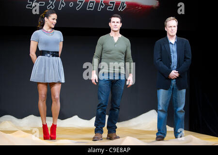 Dec. 1, 2011, Tokyo, Japan - (L-R) US actress Paula Patton, US actor Tom Cruise and director Brad Bird attends the press conference to promote the new film â??Mission: Impossible â?? Ghost Protocol.â? The movie will hit Japanese theaters on December 16.  Stock Photo