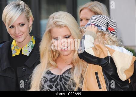 Ashlee Simpson, Jessica Simpson, Bronx Wentz, leave their Soho hotel out and about for CELEBRITY CANDIDS - THU, , New York, NY December 1, 2011. Photo By: Ray Tamarra/Everett Collection Stock Photo