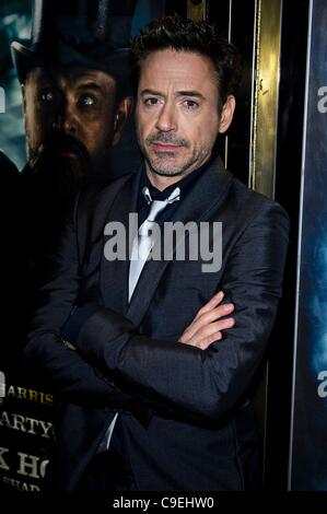 Lead Actor Robert Downey Jr. attends the European Premiere of Sherlock Holmes: A Game of Shadows at The Empire, Leicester Square on Thursday 8th December 2011. Persons pictured: Robert Downey Jr.. Picture by Julie Edwards Stock Photo
