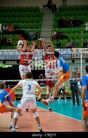 Italian Volleyball League  Acqua Paradiso Monza - Copra Piacenza Stock Photo