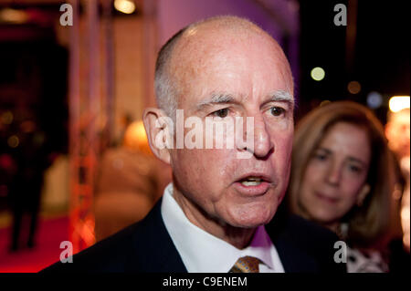 SACRAMENTO, CA - December 8: Governor Jerry Brown arrives at the California Hall of Fame ceremonies at the Sacramento Memorial Auditorium in Sacramento, California on December 8, 2011 Stock Photo