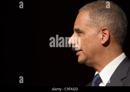 US Attorney General Eric Holder, gives speech at LBJ Library in Austin, Texas Stock Photo