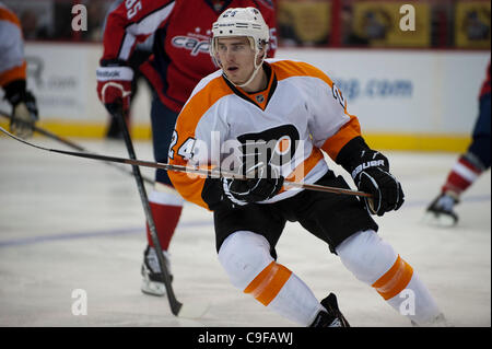 Dec. 13, 2011 - Washington Dc, District of Columbia, United States of America - NHL; Philadelphia Flyers right wing Matt Read (24) game action..Flyers continue their wining streak defeating the Capitals at home 5 - 1 (Credit Image: © Roland Pintilie/Southcreek/ZUMAPRESS.com) Stock Photo