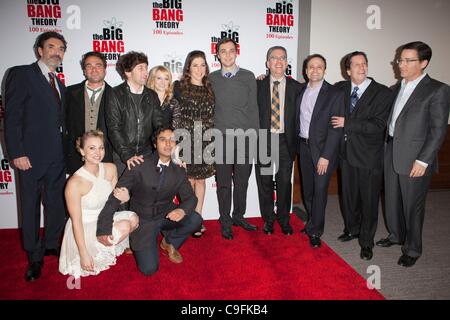 Chuck Lorre, Johnny Galecki, Simon Helberg, Melissa Rauch, Mayim Bialik, Jim Parsons, Bill Prady, Steven Molaro, Peter Roth, Bruce Rosenblum, Kaley Cuoco, Kunal Nayyar at arrivals for THE BIG BANG 100th Episode Celebration, California Science Center, Los Angeles, CA December 15, 2011. Photo By: Emil Stock Photo