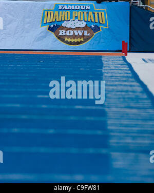 Dec. 17, 2011 - Boise, Idaho, United States of America - 17 December 2011: Photo of the  of the Famous Idaho Potato Bowl logo and the Boise State blue turf prior to the game. (Credit Image: © Stanley Brewster/Southcreek/ZUMAPRESS.com) Stock Photo