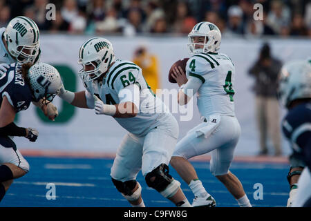 Dec. 17, 2011 - Boise, Idaho, United States of America - 17 December 2011: Ohio quarterback Tyler Tettleton (4) drops back to pass during first half action of the Famous Idaho Potato Bowl in Boise Idaho. The Utah State Aggies led the Ohio Bobcats 9-7 at the half. (Credit Image: © Stanley Brewster/So Stock Photo