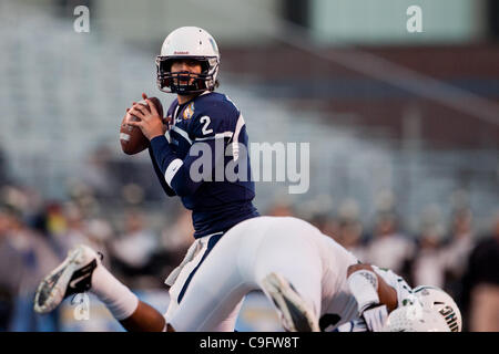 Dec. 17, 2011 - Boise, Idaho, United States of America - 17 December 2011: Utah State quarterback Adam Kennedy (2) drops back to pass during first half action of the Famous Idaho Potato Bowl in Boise Idaho. The Utah State Aggies led the Ohio Bobcats 9-7 at the half. (Credit Image: © Stanley Brewster Stock Photo