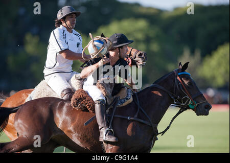 Grand Final of 70th Argentina Pato Open. Pato, also known as Horseball is Argentina national sport.  La Guarida team (16 points) versus Los Mochitos (14). Dec 18, 2011 in Buenos Aires, Argentina Stock Photo