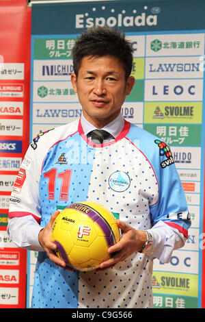 Kazuyoshi Miura, DECEMBER 16, 2011 - Futsal : Yokohama FC's Kazuyoshi Miura announces playing for Espolada Hokkaido in the F-League match being held on January 15 during the press conference at JFA House in Tokyo, Japan. (Photo by Kenzaburo Matsuoka/AFLO) Stock Photo