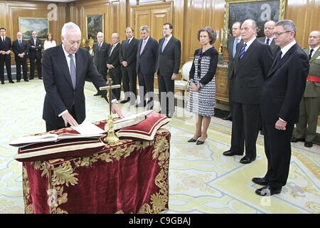 Dec. 22, 2011 - Madrid, Spain - Spain's Minister of Foreign Affairs Jose Manuel Garcia Margallo is sworn in during a ceremony at the Zarzuela Palace in Madrid, on December 21, 2011. Spain swore in a new conservative government Thursday, hailed as an economic rescue squad to roll out urgent reforms.  Stock Photo