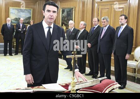 Dec. 22, 2011 - Madrid, Spain - Spain's Minister of Industry, Energy and Tourism Jose Manuel Soria is sworn in during a ceremony at the Zarzuela Palace in Madrid, on December 22, 2011. Spain swore in a new conservative government Thursday, hailed as an economic rescue squad to roll out urgent reform Stock Photo