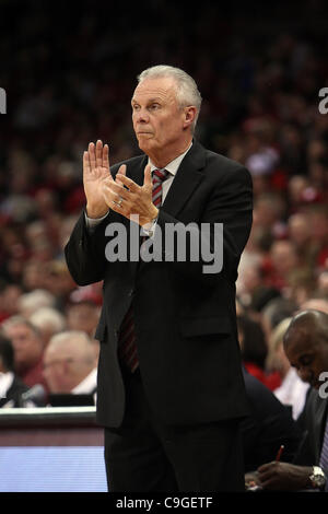 Dec. 23, 2011 - Madison, Wisconsin, U.S - Head Coach Bo Ryan claps after a made free throw during the game. The Wisconsin Badgers defeated the Mississippi Valley State Delta Devils 79-45 at the Kohl Center in Madison, Wisconsin. (Credit Image: © John Fisher/Southcreek/ZUMAPRESS.com) Stock Photo