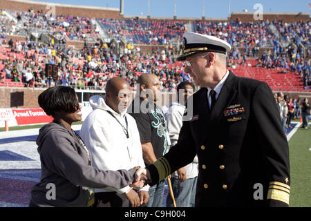 Dec. 30, 2011 - Dallas, Texas, U.S. -- Vice Admiral KEVIN MCCOY greets a line of U.S. military veterans during halftime of the Bell Helicopter Armed Services Bowl at Gerald J. Ford Stadium on the campus of Southern Methodist University. Adm. McCoy is Commander of Naval Sea Systems Command. (Credit I Stock Photo