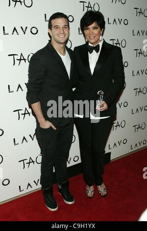 Mark Ballas, Kris Jenner at arrivals for New Year's Eve Party at TAO, TAO Nightclub at The Venetian Resort Hotel and Casino, Las Vegas, NV December 31, 2011. Photo By: James Atoa/Everett Collection Stock Photo