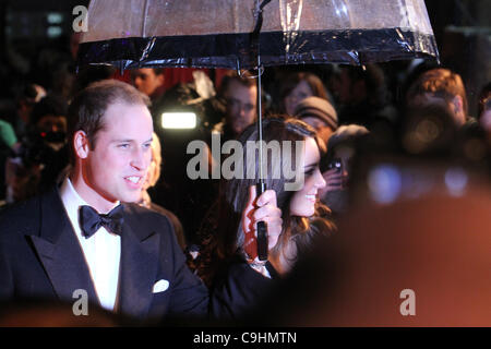 Kate Middleton and Prince William,   at the London premiere of the movie War Horse.  The premiere was also attended by 600 serving and ex-serving military personnel Stock Photo