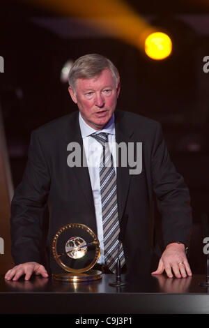 Sir Alex Ferguson, JANUARY 9, 2012 - Football / Soccer : Sir Alex Ferguson makes a speech with the FIFA Presidential Award trophy during the FIFA Ballon d'Or 2011 Gala at Kongresshaus in Zurich, Switzerland. (Photo by Maurizio Borsari/AFLO) [0855] Stock Photo