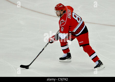 Jan. 10, 2012 - Raleigh, North Carolina, U.S - Carolina Hurricanes defenseman Jaroslav Spacek (8) during tonights game.Flyers defeated Hurricanes 2-1 at RBC Center in Raleigh North Carolina. (Credit Image: © Anthony Barham/Southcreek/ZUMAPRESS.com) Stock Photo