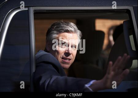 Jan. 14, 2012 - Charleston, SC, USA - Republican Presidential candidate JON HUNTSMAN departs the College of Charleston after participating in a forum with other candidates.  The South Carolina primary will be held on January 21st. (Credit Image: © Mark Makela/ZUMAPRESS.com) Stock Photo