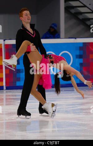 Jan. 15, 2012 - Innsbruck, Austria - Jasmine Tessari and Stefano Colafato from Italy perform the pair short dance program at the Figure Skating event of the Winter Youth Olympic Games (YOG) 2012 (Credit Image: © Marcello Farina/Southcreek/ZUMAPRESS.com) Stock Photo