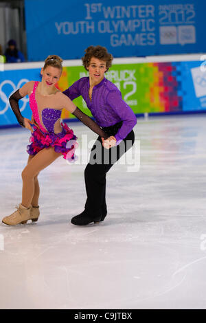Jan. 15, 2012 - Innsbruck, Austria - Rachel Parsons and Michael Parsons  from Usa perform the pair short dance program at the Figure Skating event of the Winter Youth Olympic Games (YOG) 2012 (Credit Image: © Marcello Farina/Southcreek/ZUMAPRESS.com) Stock Photo