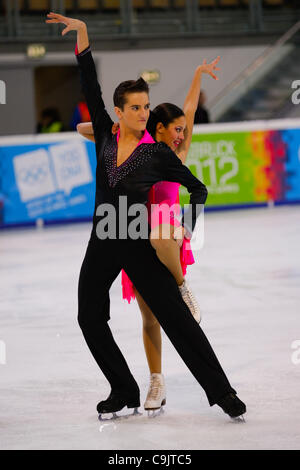 Jan. 15, 2012 - Innsbruck, Austria - Estelle Elizabeth and Romanin Le Gac from France perform the pair short dance program at the Figure Skating event of the Winter Youth Olympic Games (YOG) 2012 (Credit Image: © Marcello Farina/Southcreek/ZUMAPRESS.com) Stock Photo