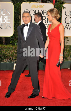 Jan. 15, 2012 - Beverly Hills, California, U.S. - GEORGE CLOONEY and STACY KEIBLER arrives on the red carpet for the 69th annual Golden Globe Awards.  (Credit Image: © ZUMAPRESS.com/ZUMAPRESS.com) Stock Photo