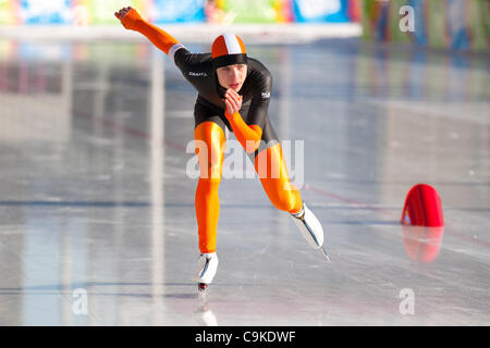 Jan. 18, 2012 - Innsbruck, Austria - Peter LENDERINK from Nederlands races during men's 3000m speed skating event at the Winter Youth Olympic Games (YOG) 2012. (Credit Image: © Marcello Farina/Southcreek/ZUMAPRESS.com) Stock Photo