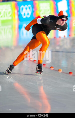 Jan. 18, 2012 - Innsbruck, Austria - Bastijn BOELE from Nederlands races during men's 3000m speed skating event at the Winter Youth Olympic Games (YOG) 2012. (Credit Image: © Marcello Farina/Southcreek/ZUMAPRESS.com) Stock Photo
