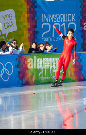 Jan. 18, 2012 - Innsbruck, Austria - Fan YANG from China races during men's 3000m speed skating event at the Winter Youth Olympic Games (YOG) 2012. (Credit Image: © Marcello Farina/Southcreek/ZUMAPRESS.com) Stock Photo