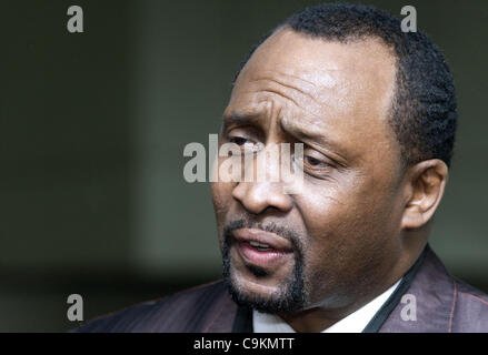 Jan. 20, 2012 - Detroit, Michigan, U.S - Legendary fighter Tommy ''The Hitman'' Hearns stands inside Cobo Hall before a presentation in the Joe Louis Video Memorial Room in Detroit, MI on Jan 20, 2012. (Credit Image: © Mark Bialek/ZUMAPRESS.com) Stock Photo