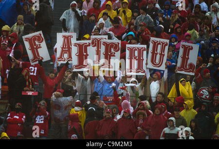 Jan. 22, 2012 - San Francisco, CA, USA - 49er fans hold up signs during the NFC Championship game in San Francisco, CA in January 22, 2012. (Credit Image: Â© Sacramento Bee/ZUMAPRESS.com) Stock Photo