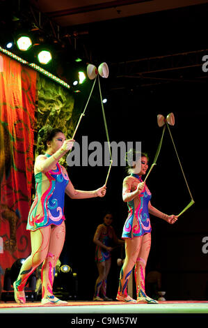 LINCOLN, CA - January 20: The Chinese Acrobats Of Hebei perform at Thunder valley Casino in Lincoln, California on January 20, 2012 Stock Photo