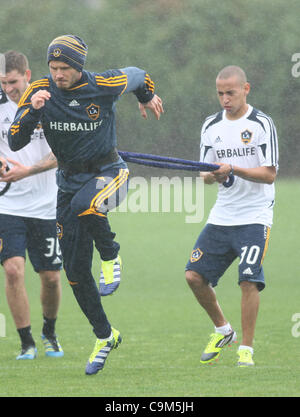 DAVID BECKHAM DAVID BECKHAM'S FIRST DAY BACK AT LA GALAXY TRAINING CARSON LOS ANGELES CALIFORNIA USA 23 January 2012 Stock Photo