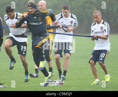 DAVID BECKHAM DAVID BECKHAM'S FIRST DAY BACK AT LA GALAXY TRAINING CARSON LOS ANGELES CALIFORNIA USA 23 January 2012 Stock Photo