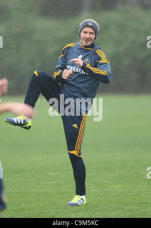 DAVID BECKHAM DAVID BECKHAM'S FIRST DAY BACK AT LA GALAXY TRAINING CARSON LOS ANGELES CALIFORNIA USA 23 January 2012 Stock Photo