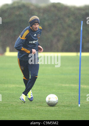 DAVID BECKHAM DAVID BECKHAM'S FIRST DAY BACK AT LA GALAXY TRAINING CARSON LOS ANGELES CALIFORNIA USA 23 January 2012 Stock Photo