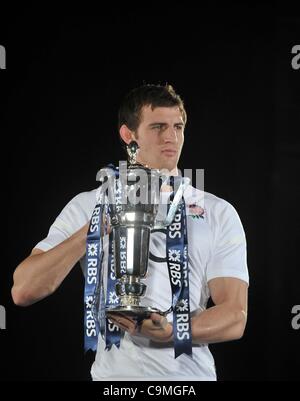 THE HULINGHAM CLUB, LONDON, UK, Wednesday  25/01/2012. Tom Wood of England. RBS 6 Nations Rugby Launch. Stock Photo