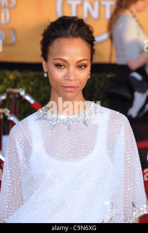 Jan. 29, 2012 - Los Angeles, California, U.S. - Zoe Saldana.18th Annual Screen Actors Guild Awards - arrivals  held at  The Shrine Auditorium , Los Angeles,CA. January 29 -2012.(Credit Image: Â© D. Long/Globe Photos/ZUMAPRESS.com) Stock Photo