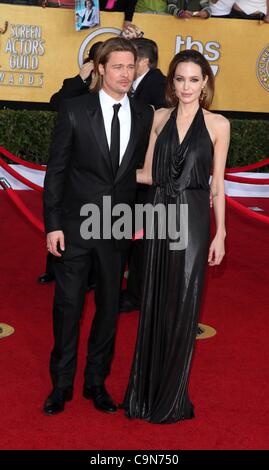 Brad Pitt, Angelina Jolie at arrivals for 18th Annual Screen Actors Guild SAG Awards - ARRIVALS, Shrine Auditorium, Los Angeles, CA January 29, 2012. Photo By: Jef Hernandez/Everett Collection Stock Photo